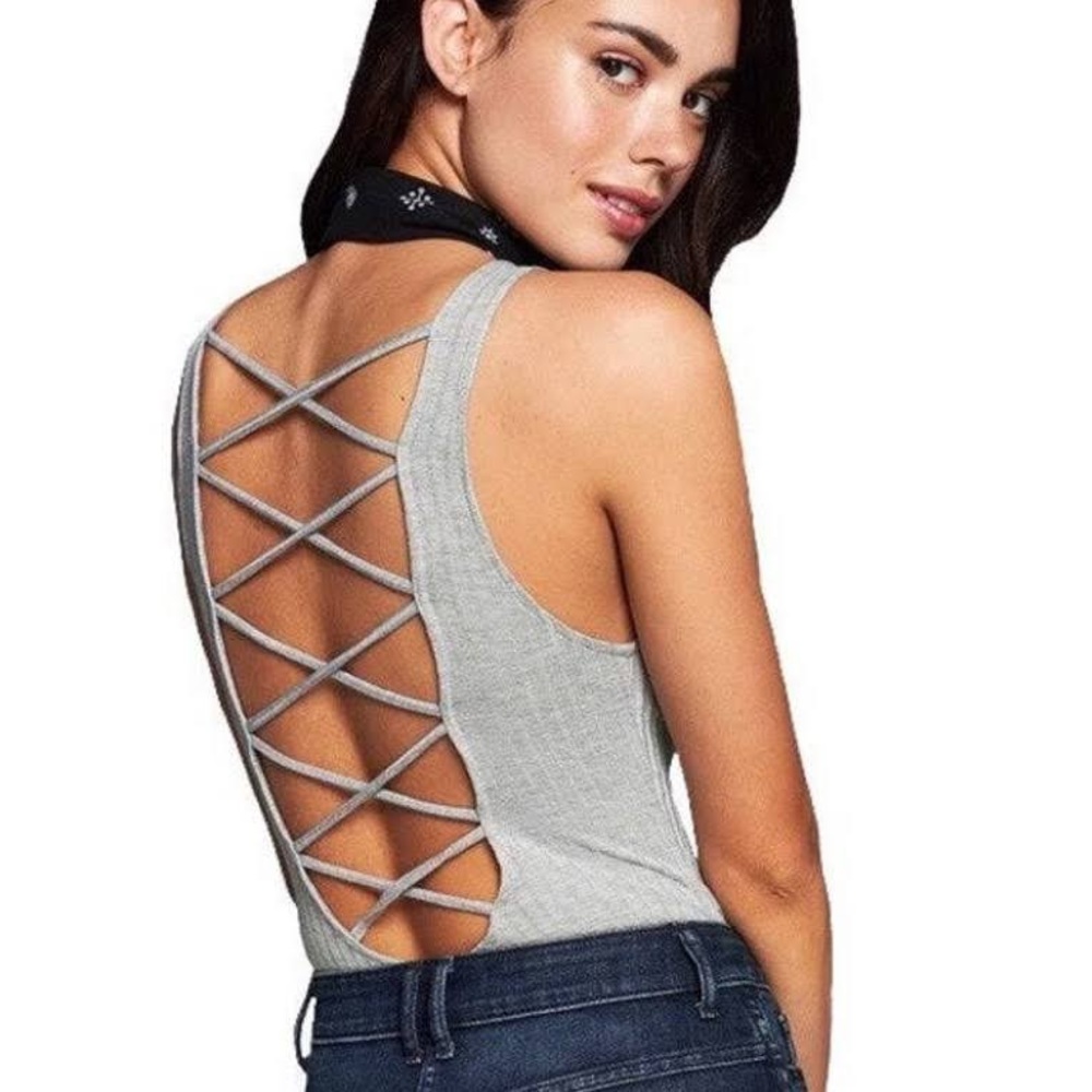 Abercrombie & Fitch Size Small Grey Ribbed Body Suit